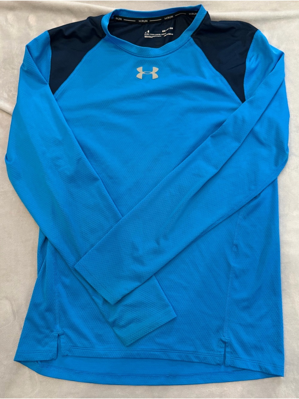 Under Armour Men Small Activewear Sporty Long Sleeve Blue Fitted Performance Top
